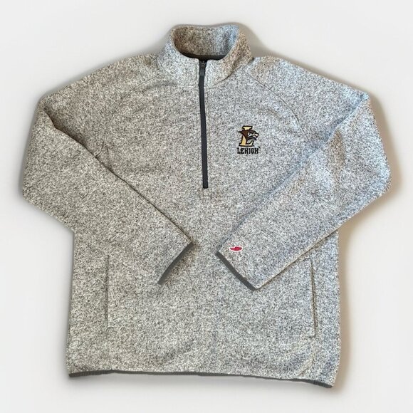 League Collegiate Wear Gray Lehigh Mountain Hawks 1/4 Zip Jacket Men’s Size Med - Picture 2 of 8
